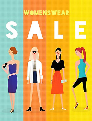 PSD 여자 일러스트 여러명 성인 쇼핑 세일 여성복 코디 국내일러스트 옷 패션 다수 사람 파일형식