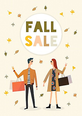 PSD 여자 남자 단풍 일러스트 성인 두명 쇼핑 선글라스 쇼핑백 세일 가을 국내일러스트 계절 안경 잎 가방 사람 파일형식