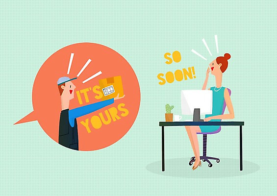 PSD 여자 남자 화분 일러스트 모바일 성인 두명 쇼핑 세일 모니터 택배기사 배송 책상 택배 온라인쇼핑 모바일쇼핑 국내일러스트 가구 사람 컴퓨터 운송업 배달원 온라인 파일형식