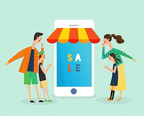 PSD 여자 남자 어린이 일러스트 가족 모바일 여러명 성인 스마트폰 쇼핑 세일 모바일쇼핑 스토어 국내일러스트 다수 관계 사람 핸드폰 스마트기기 온라인쇼핑 파일형식