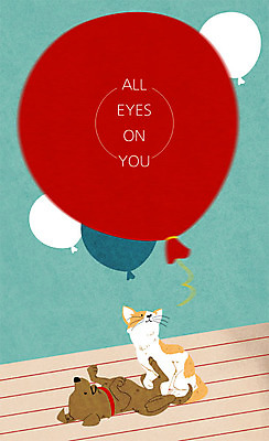 PSD 시선 두마리 일러스트 프레임 사람없음 반려동물 고양이 강아지 풍선 주목 프레임일러스트 국내일러스트 동물 2 포유류 개 파일형식