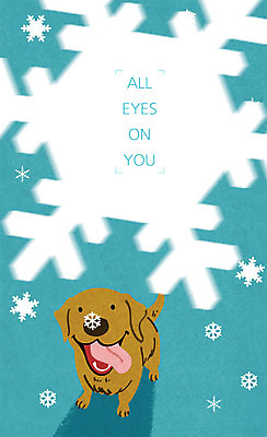 PSD 한마리 시선 겨울 일러스트 프레임 눈꽃 사람없음 반려동물 강아지 주목 프레임일러스트 국내일러스트 동물 1 계절 눈_날씨 개 파일형식