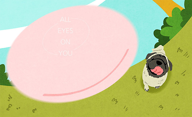 PSD 한마리 시선 공원 일러스트 프레임 사람없음 반려동물 강아지 원반 주목 프레임일러스트 국내일러스트 동물 1 공공시설 스포츠용품 개 파일형식