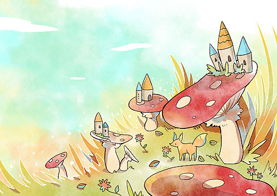 PSD 나무 백그라운드 일러스트 주택 사람없음 판타지 가을풍경 버섯 가을 풀잎 여우 가을배경 국내일러스트 식물 계절 잎 포유류 상상 풍경 건물 풀_식물 파일형식 가을_계절