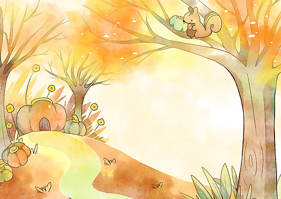 PSD 나무 길 백그라운드 일러스트 호박 사람없음 판타지 가을풍경 가을 다람쥐 가을배경 국내일러스트 식물 계절 채소 상상 풍경 설치류 파일형식 가을_계절