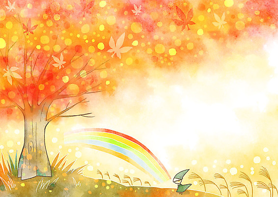 PSD 나무 백그라운드 무지개 단풍 일러스트 요정 갈대 사람없음 판타지 가을풍경 가을 가을배경 국내일러스트 자연요소 식물 계절 잎 상상 풍경 파일형식 가을_계절
