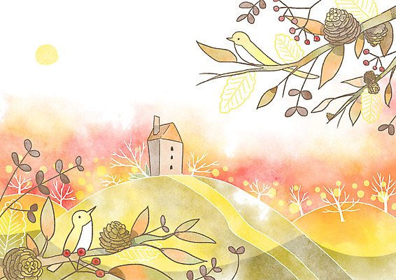 PSD 나무 백그라운드 일러스트 조류 주택 사람없음 판타지 태양 가을풍경 가을 풀잎 솔방울 가을배경 국내일러스트 자연요소 식물 동물 계절 잎 상상 풍경 건물 풀_식물 파일형식 가을_계절