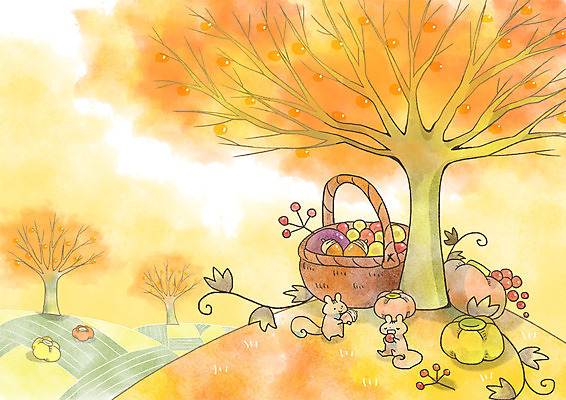 PSD 나무 열매 백그라운드 일러스트 호박 사람없음 판타지 바구니 가을풍경 가을 다람쥐 도토리 가을배경 국내일러스트 식물 계절 채소 상상 풍경 견과류 설치류 파일형식 가을_계절