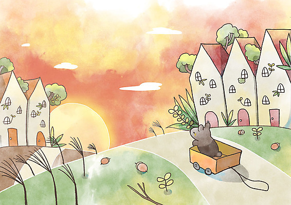 PSD 나무 백그라운드 일러스트 주택 사람없음 판타지 태양 마을 가을풍경 수레 가을 풀잎 쥐 도토리 가을배경 국내일러스트 자연요소 식물 계절 잎 상상 풍경 건물 카트 견과류 풀_식물 설치류 파일형식 가을_계절