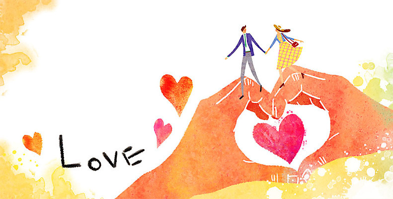 PSD 커플 여자 남자 백그라운드 일러스트 사랑 성인 두명 손잡기 하트 손하트 국내일러스트 모양 감정 관계 모션 사람 손짓 파일형식