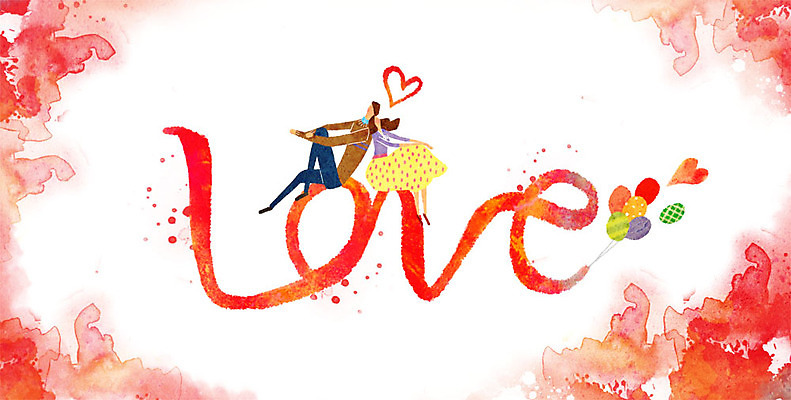 PSD 커플 여자 남자 백그라운드 일러스트 사랑 성인 두명 기댐 하트 풍선 국내일러스트 모양 감정 관계 모션 사람 파일형식