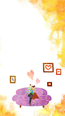 PSD 여자 남자 어린이 액자 백그라운드 일러스트 사랑 성인 세명 소파 하트 국내일러스트 모양 감정 의자 사람 파일형식