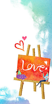 PSD 커플 여자 남자 백그라운드 일러스트 사랑 성인 두명 하트 붓 그리기 팔레트 이젤 국내일러스트 모양 감정 관계 모션 사람 미술도구 파일형식