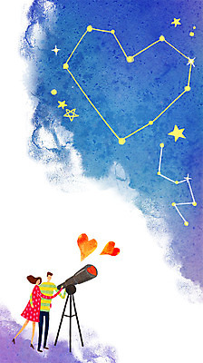 PSD 커플 여자 남자 백그라운드 일러스트 사랑 성인 두명 망원경 별자리 하트 국내일러스트 모양 감정 관계 사람 파일형식