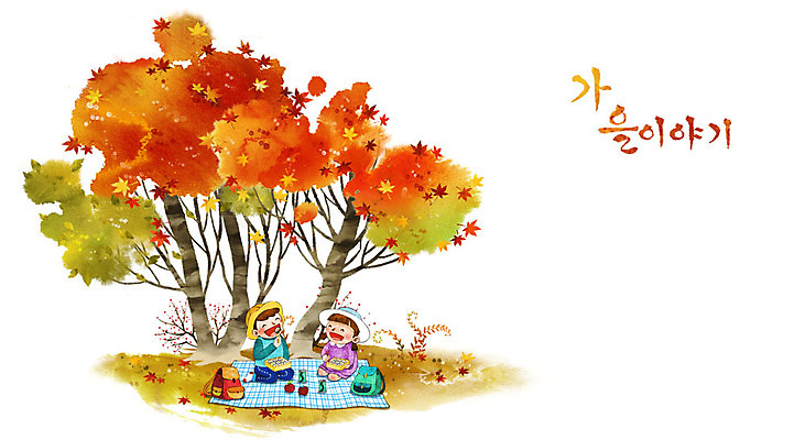 PSD 여자 남자 어린이 백그라운드 단풍 일러스트 배낭 단풍나무 두명 소풍 가을 돗자리 도시락 계절백그라운드 가을소풍 가을배경 국내일러스트 나무 계절 음식 잎 가방 사람 야외활동 파일형식 가을_계절
