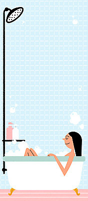 PSD 여자 일러스트 욕조 실내 한명 성인 비즈니스라이프 목욕 욕실 샤워기 거품목욕 샤워용품 안식처 국내일러스트 1 라이프스타일 생활용품 휴식 사람 내부 청결 거품 파일형식