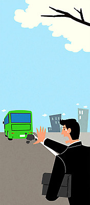 PSD 남자 서류가방 일러스트 거리 버스 한명 정장 성인 비즈니스라이프 직장인 지각 출근 놓침 국내일러스트 직업 1 라이프스타일 옷 육상교통 가방 모션 대중교통 사람 출퇴근 파일형식