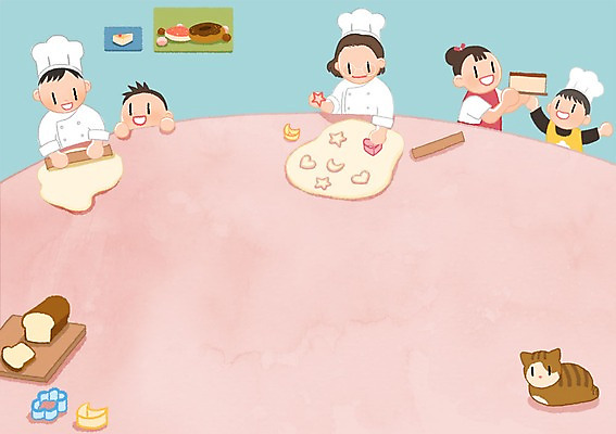 PSD 여자 남자 어린이라이프 어린이 일러스트 요리사모자 여러명 케이크 고양이 식빵 제빵 쿠키틀 제빵도구 프레임일러스트 국내일러스트 모자_잡화 라이프스타일 빵 다수 포유류 디저트 프레임 사람 반려동물 제과제빵 요리사 파일형식