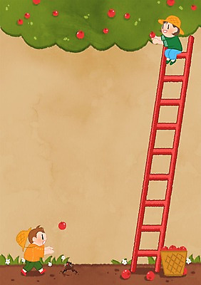 PSD 여자 남자 어린이라이프 어린이 일러스트 사다리 두명 바구니 사과 사과나무 두더지 프레임일러스트 국내일러스트 나무 라이프스타일 과일 프레임 사람 도구 파일형식