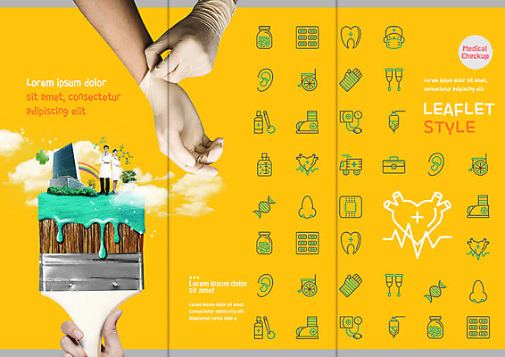 PSD 서양인 템플릿 편집 표지디자인 북디자인 손 출판디자인 여자 표지 남자 리플렛 무지개 북커버 3단접지 의학 병원 팜플렛 성인 두명 페인트 의사 페인트붓 수술장갑 이미지템플릿 자연요소 외국인 장갑 사람 신체부위 의료진 붓 파일형식