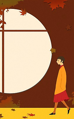 PSD 여자 단풍 낙엽 일러스트 한명 성인 걷기 산책 가을 프레임일러스트 국내일러스트 1 계절 잎 모션 휴식 프레임 사람 파일형식