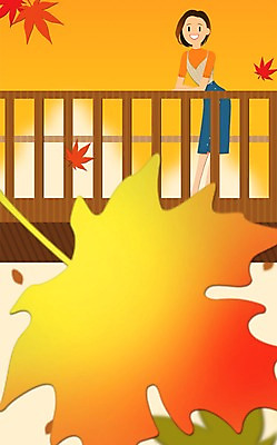 PSD 여자 단풍 일러스트 한명 성인 가을 프레임일러스트 가교 국내일러스트 1 건축물 계절 잎 프레임 사람 파일형식