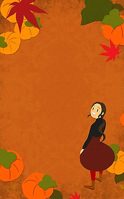 PSD 여자 단풍 일러스트 호박 한명 성인 가을 프레임일러스트 호박밭 국내일러스트 1 계절 잎 밭 채소 프레임 사람 파일형식