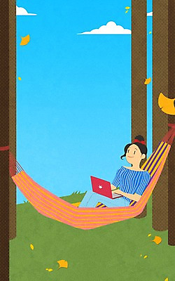 PSD 나무 여자 일러스트 휴식 한명 성인 노트북 가을 은행잎 해먹 프레임일러스트 국내일러스트 식물 1 계절 컨셉 잎 프레임 사람 전자제품 침대 파일형식