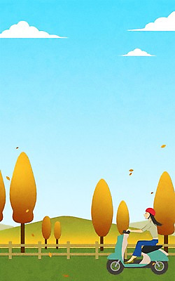 PSD 나무 여자 일러스트 산 한명 성인 드라이브 스쿠터 가을 헬멧 프레임일러스트 국내일러스트 식물 1 계절 프레임 사람 운전 오토바이 보호장비 파일형식