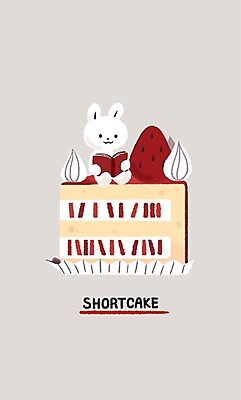 PSD 동물 백그라운드 일러스트 사람없음 책 독서 토끼 조각케이크 딸기케이크 국내일러스트 포유류 딸기 반려동물 케이크 파일형식