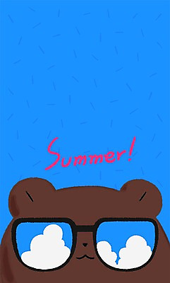 PSD 동물 구름 백그라운드 일러스트 곰 사람없음 여름 선글라스 반사 국내일러스트 자연요소 계절 안경 포유류 파일형식