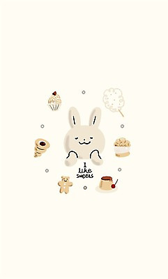 PSD 동물 빵 백그라운드 일러스트 디저트 사람없음 쿠키 토끼 컵케이크 푸딩 솜사탕 국내일러스트 음식 포유류 반려동물 케이크 파일형식