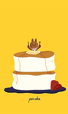 PSD 동물 백그라운드 포크 과일 일러스트 딸기 사람없음 토끼 나이프 팬케이크 국내일러스트 식기 포유류 반려동물 케이크 칼 파일형식