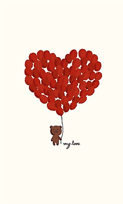 PSD 동물 백그라운드 일러스트 곰 사람없음 하트 풍선 국내일러스트 모양 포유류 파일형식