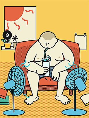 PSD 남자 화분 음료 일러스트 집안 실내 빨대 한명 성인 책 소파 태양 얼음 선풍기 더위 더위탈출 안식처 국내일러스트 자연요소 1 의자 날씨 휴식 사람 내부 가전제품 파일형식