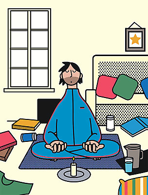 PSD 접시 남자 쿠션 일러스트 초 창문 주전자 집안 실내 한명 성인 운동복 소파 물컵 명상 안식처 레이어드홈 차분 국내일러스트 1 식기 옷 컨셉 의자 주방용품 휴식 사람 내부 컵 파일형식