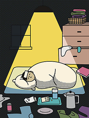 PSD 접시 남자 일러스트 베개 집안 조명 쟁반 실내 한명 성인 책 눕기 약 이불 고통 물병 물컵 서랍장 안식처 국내일러스트 1 식기 감정 가구 의학 침구 모션 휴식 사람 내부 컵 물통 파일형식