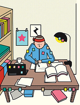 PSD 남자 일러스트 탁자 집안 책장 실내 한명 성인 노트북 연필 스탠드 커피잔 책상 포스트잇 안식처 열공 국내일러스트 1 커피 가구 휴식 학용품 조명 잔 사람 내부 전자제품 학습 필기구 메모지 파일형식