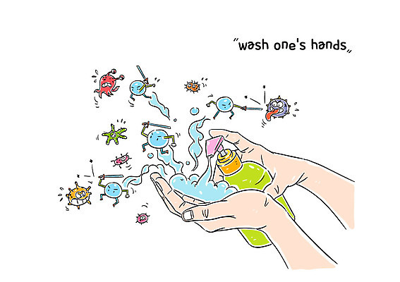 손 일러스트 의학 신체부위 손씻기 박테리아 손세정제 코로나바이러스 국내일러스트 AI파일 사람 바이러스 씻기 세정제 파일형식 벡터