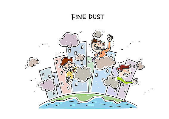 전신 남자 일러스트 서기 빌딩 성인 세명 환경 미세먼지 국내일러스트 AI파일 모션 사람 건물 먼지 파일형식 벡터