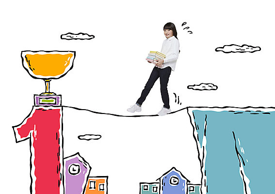 외국인 편집이미지 1 여자 어린이 학교 포토일러 한명 책 일본인 트로피 외줄타기 이미지편집 AI파일 교육 사람 동양인 인종 묘기 상_우승 줄타기 파일형식 벡터