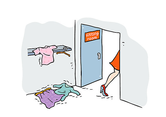 옷 여자 일러스트 한명 성인 신체부위 예절 옷걸이 공공예절 피팅룸 국내일러스트 AI파일 1 사람 옷가게 파일형식 벡터