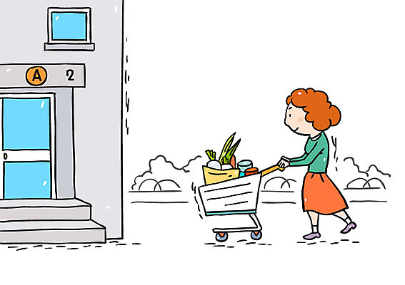 전신 여자 일러스트 아파트 한명 서기 성인 장보기 쇼핑카 국내일러스트 AI파일 1 모션 주택 사람 쇼핑 카트 파일형식 벡터