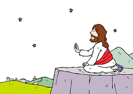 전신 남자 별 기독교 일러스트 한명 성인 교회 기도 예수 무릎꿇기 언덕 국내일러스트 AI파일 자연요소 1 종교 종교건축 모션 사람 건물 신_종교 파일형식 벡터