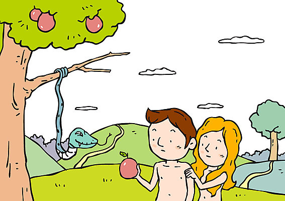 여자 남자 기독교 일러스트 서기 상반신 성인 두명 뱀 사과 유혹 성경이야기 사과나무 선악과 아담 아담과이브 이브 국내일러스트 AI파일 나무 종교 컨셉 과일 파충류 모션 이야기 사람 파일형식 벡터