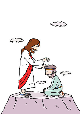 전신 남자 기독교 일러스트 서기 성인 두명 기도 예수 구출 무릎꿇기 언덕 제자 세례 국내일러스트 AI파일 종교 모션 사람 도움 신_종교 파일형식 벡터