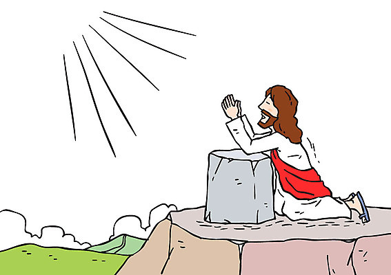 전신 남자 기독교 일러스트 한명 성인 햇빛 기도 예수 무릎꿇기 언덕 성경이야기 간절함 국내일러스트 AI파일 1 종교 컨셉 모션 이야기 사람 태양 신_종교 파일형식 벡터