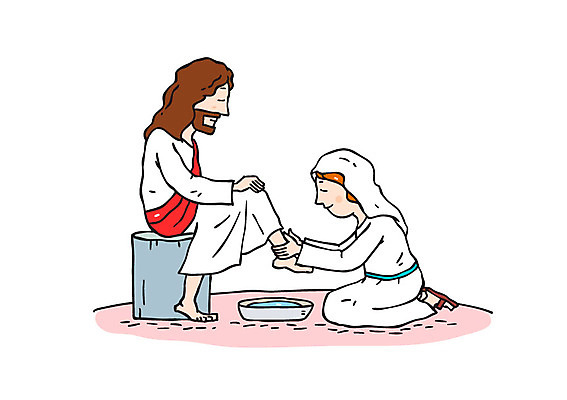 전신 여자 남자 기독교 일러스트 앉기 성인 두명 예수 무릎꿇기 발씻기 세족 세족식 국내일러스트 AI파일 종교 모션 사람 신_종교 파일형식 벡터