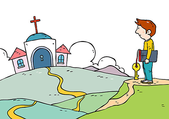 전신 남자 기독교 길 십자가 일러스트 열쇠 한명 서기 들기 성인 교회 성경 언덕 고민 국내일러스트 AI파일 1 감정 종교 종교용품 종교건축 모션 사람 건물 파일형식 벡터