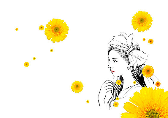 PSD 편집이미지 여자 꽃잎 꽃 리본 포토일러 한명 성인 뷰티 이미지편집 식물 1 사람 파일형식